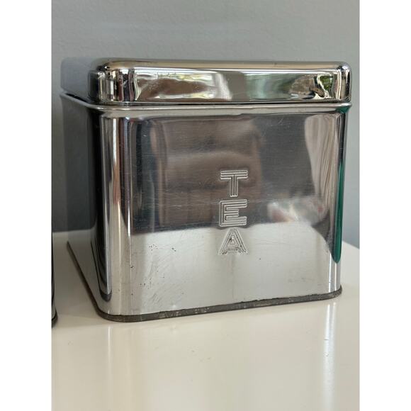 Lincoln Beautyware Canister Set Coffee & Tea Chrome Metal - Picture 3 of 8